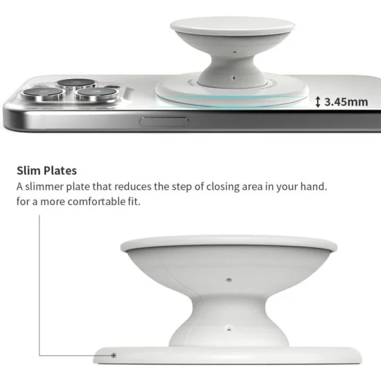 Sinjimoru M-Tap Tok Phone Grip Magnetic Silicone - White